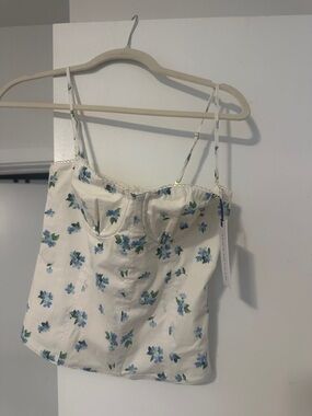 Floral Bustier Cami Top - Blue/White